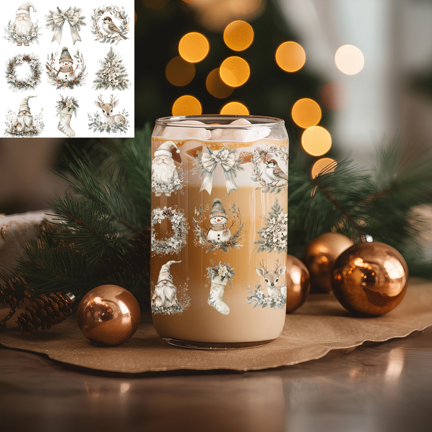 Neutral Christmas UVDTF 4in decal