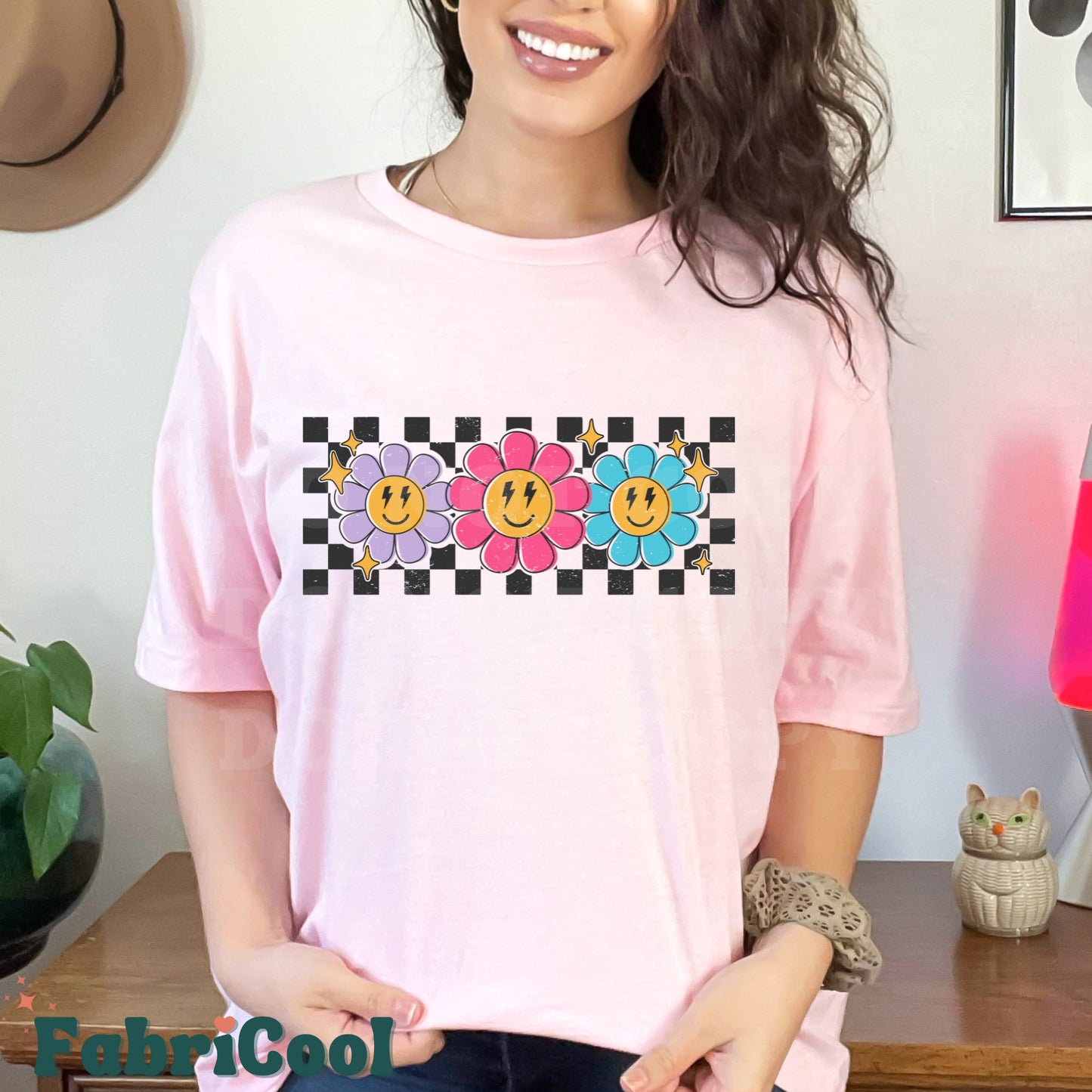 Checkered floral-Matte Clear Film