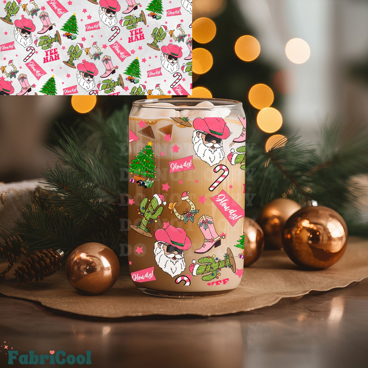 Western Christmas UVDTF cup wrap