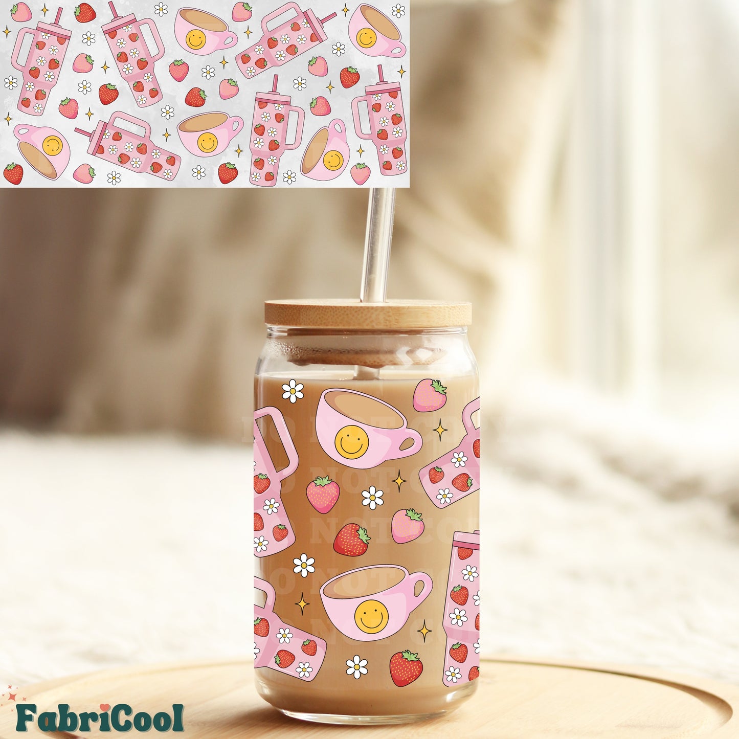 Strawberry cups UVDTF cup wrap