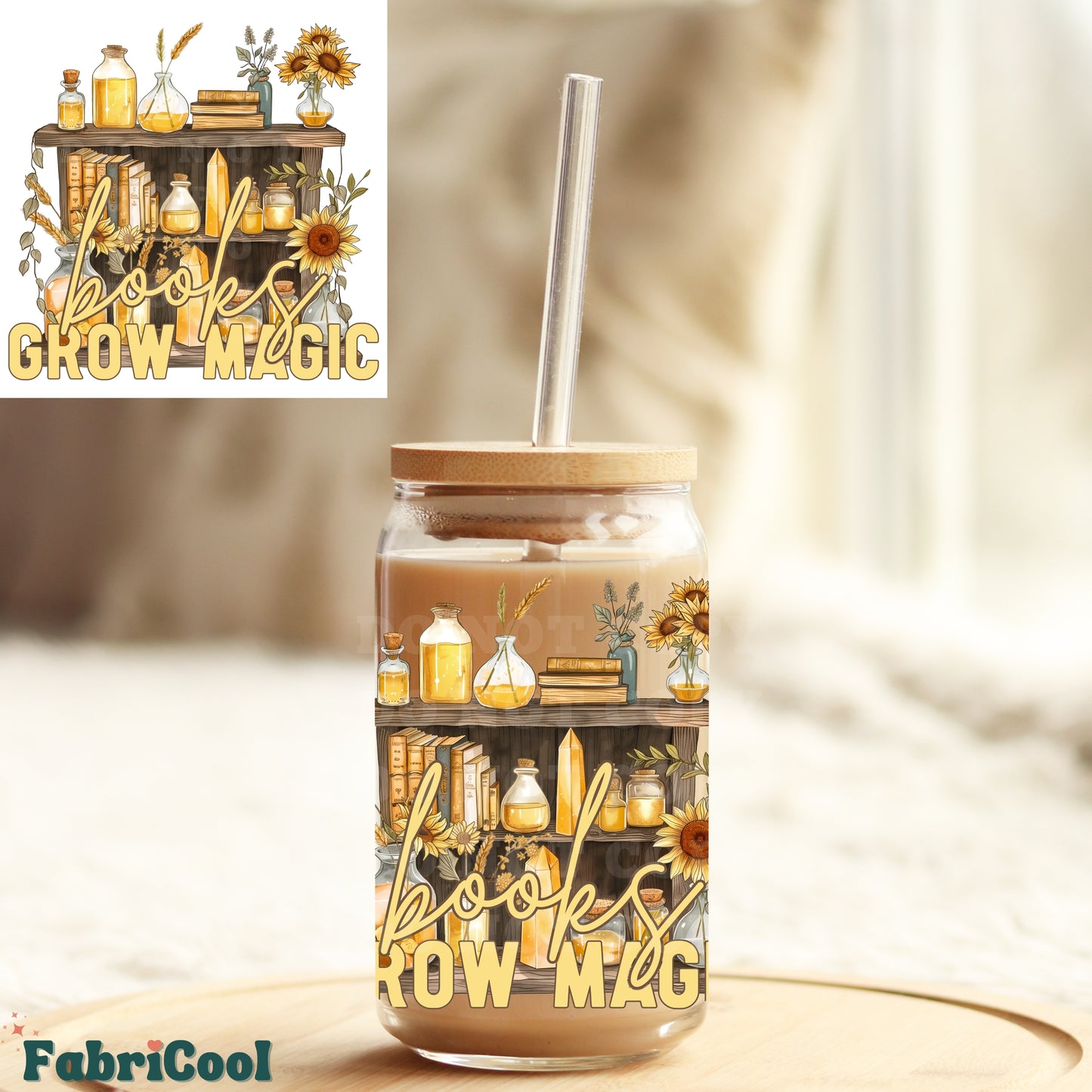 Books grow magic UVDTF 4in decal