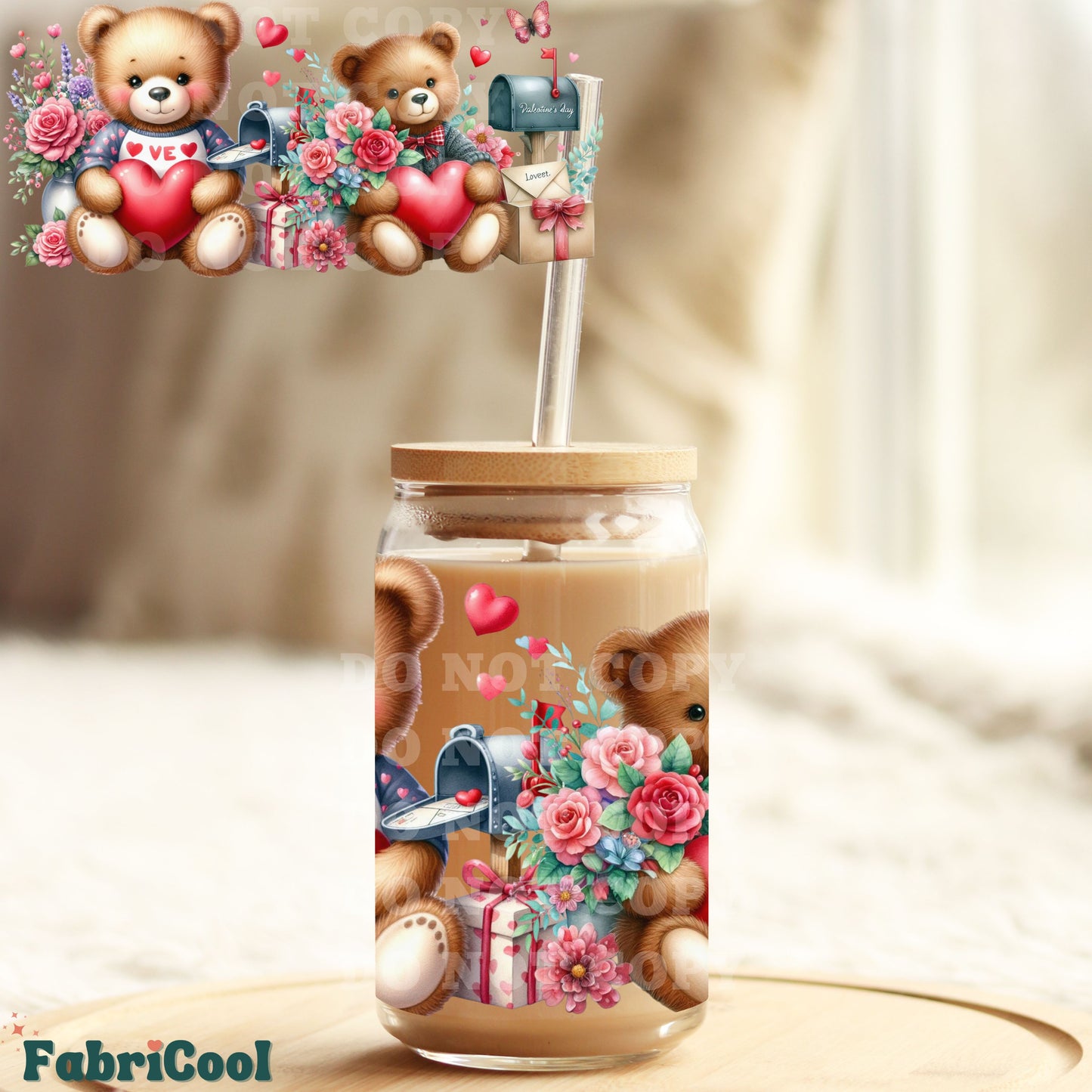 Teddy Bear UVDTF cup wrap