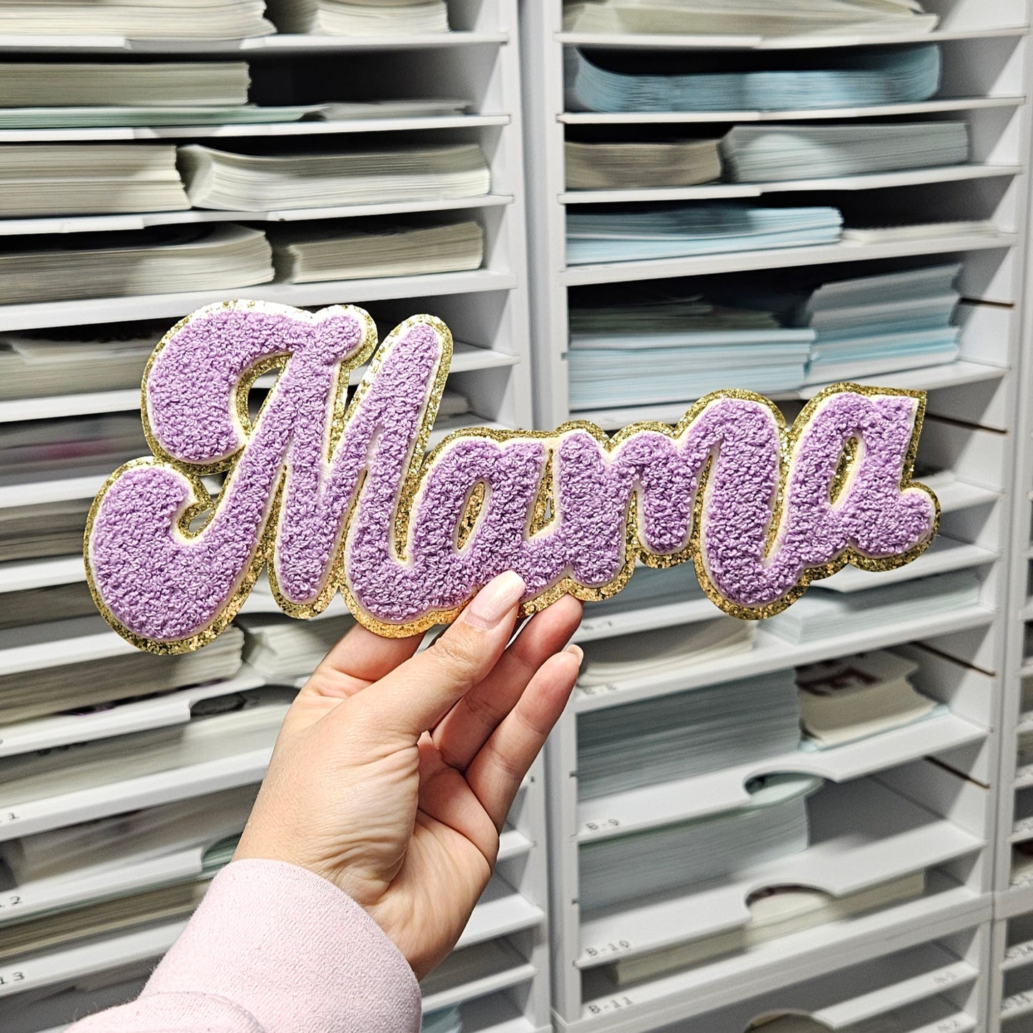 Mama in purple Chenille Patch