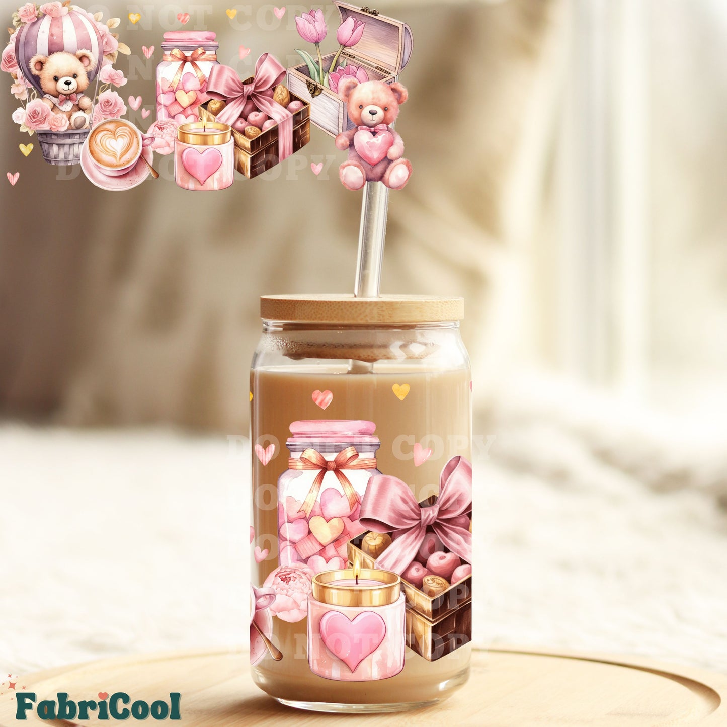 Pastel Pink bears UVDTF cup wrap