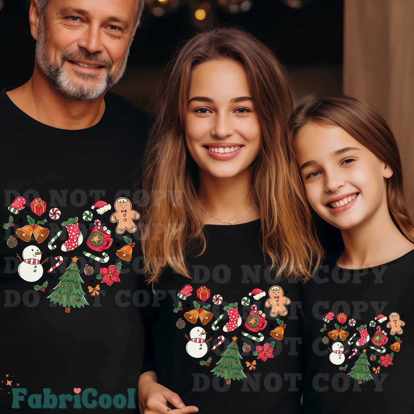 Christmas doodle heart for family sets-Matte Cleam Film