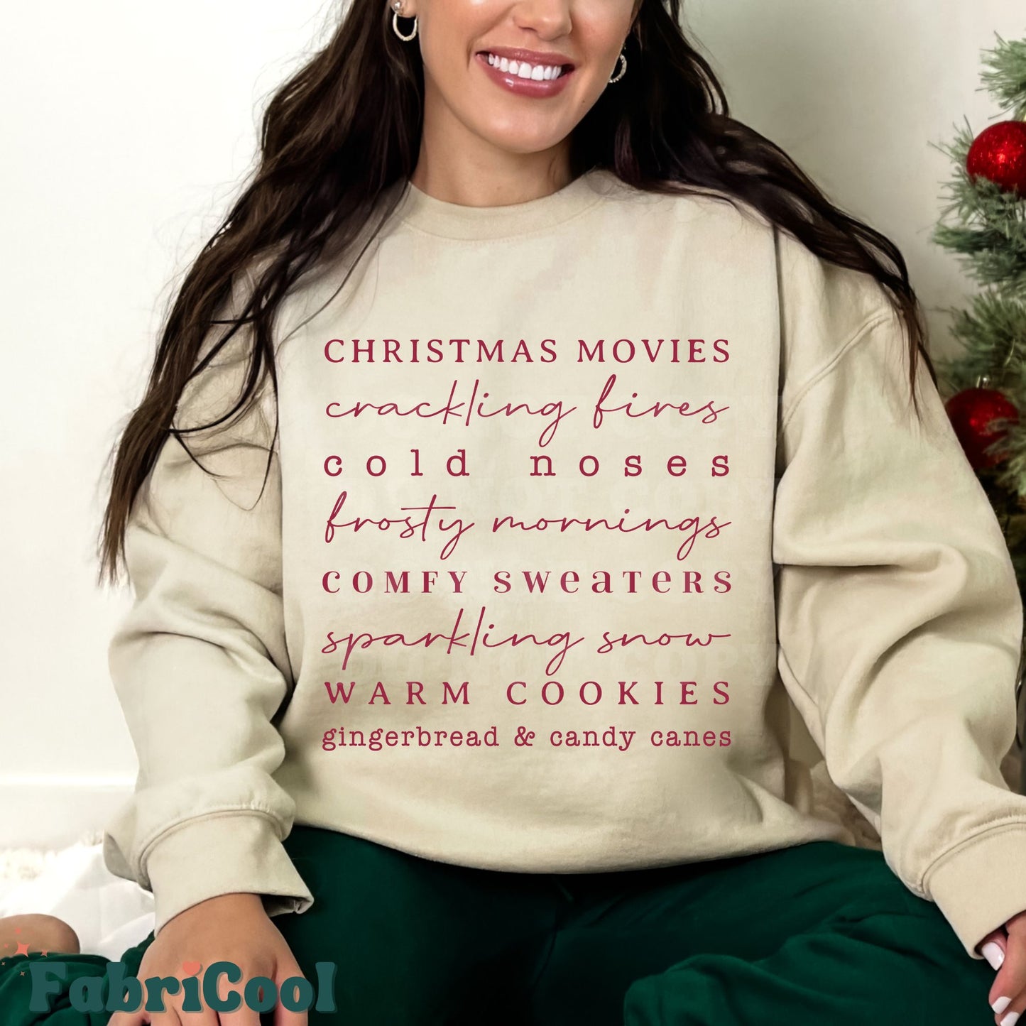 Christmas List - Burgundy Screen Print Transfer