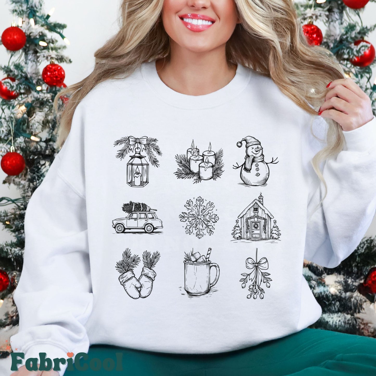 Vintage Christmas - Black Screen Print Transfer