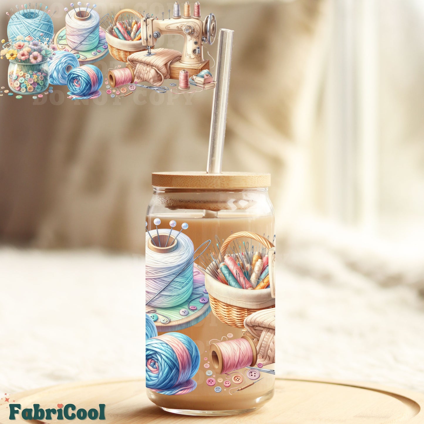 Vintage sewing UVDTF cup wrap