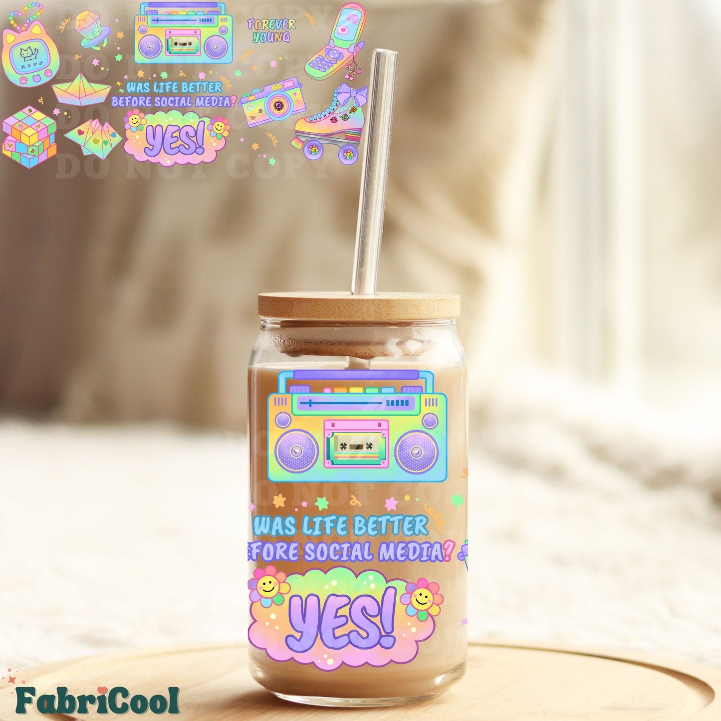 80s 90s nostalgic UVDTF cup wrap