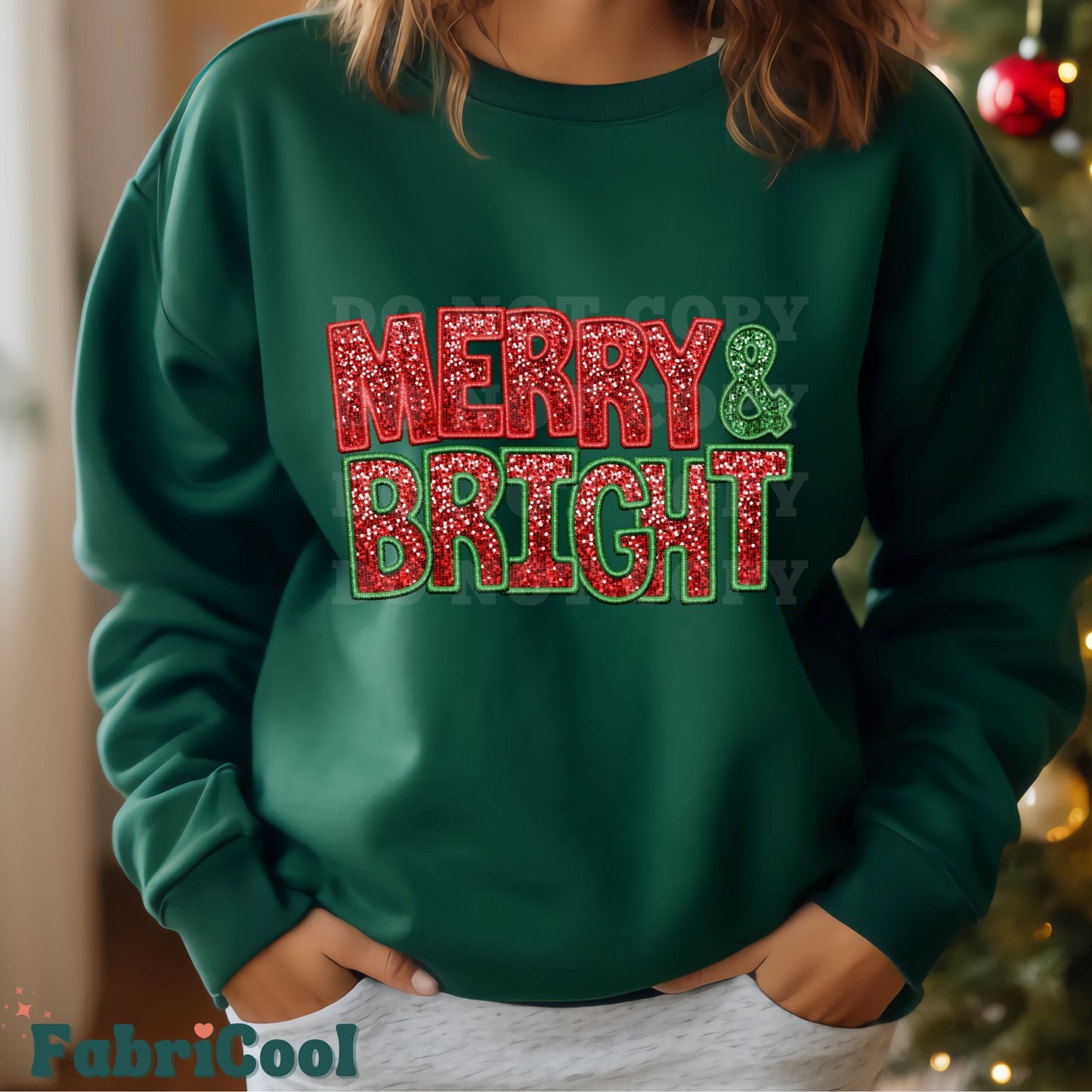 Merry and Bright Faux Sequin & Embroidery-Matte Clear Film