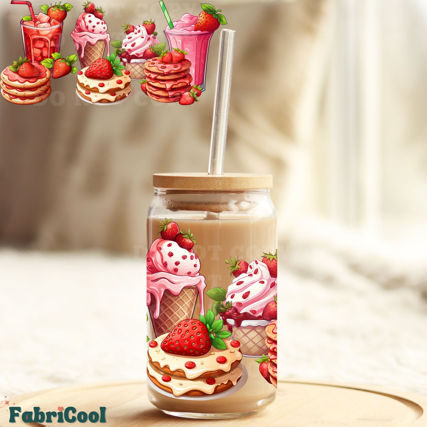 Everything strawberries UVDTF cup wrap