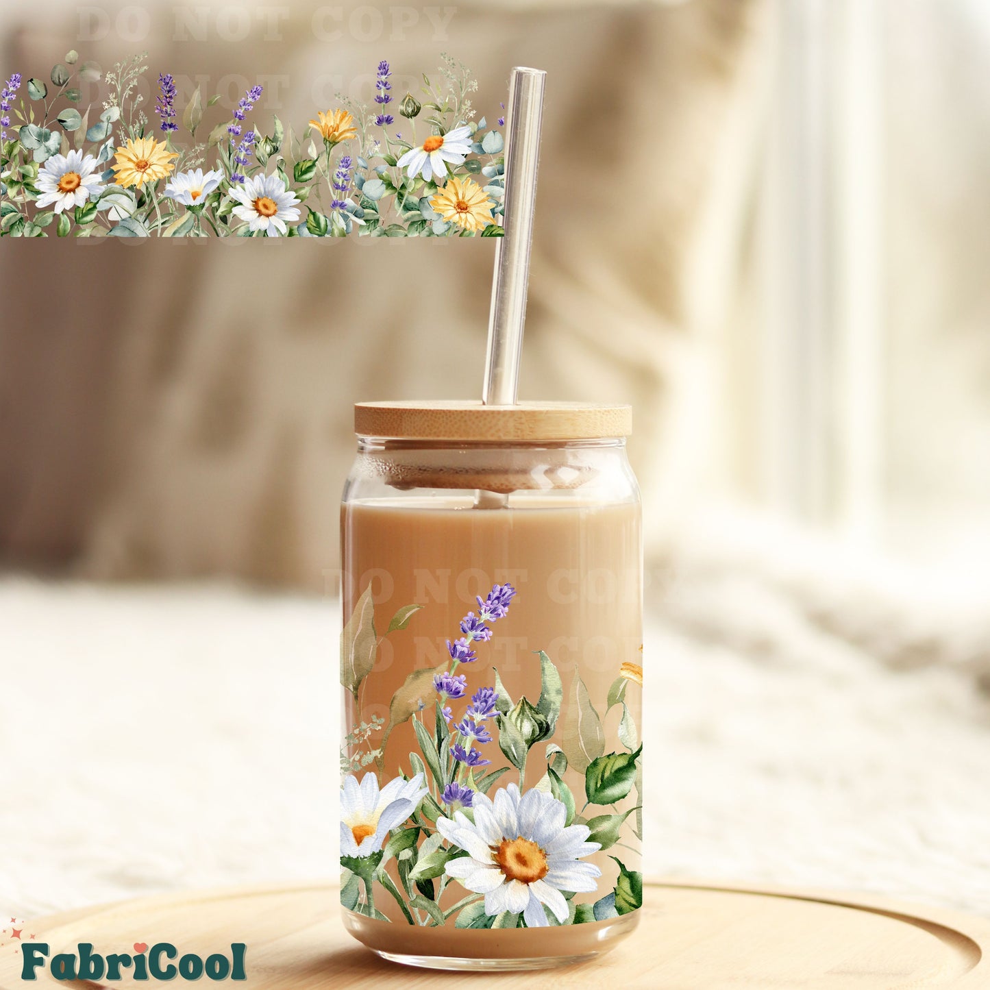 Daisies field UVDTF cup wrap