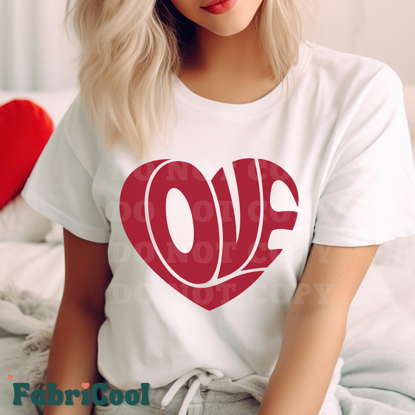 Heart Love - Red Screen Print Transfer