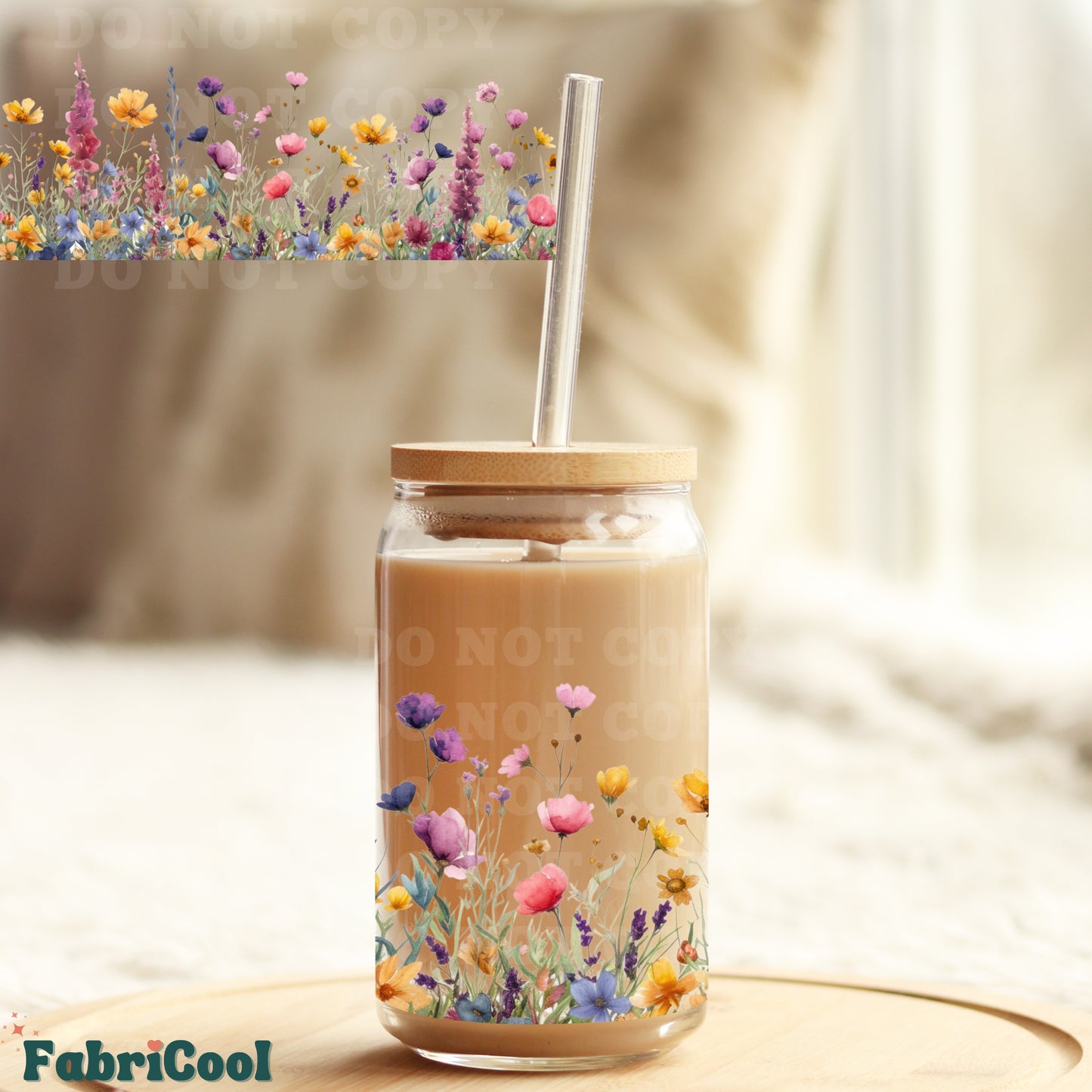 Wildflower border UVDTF cup wrap