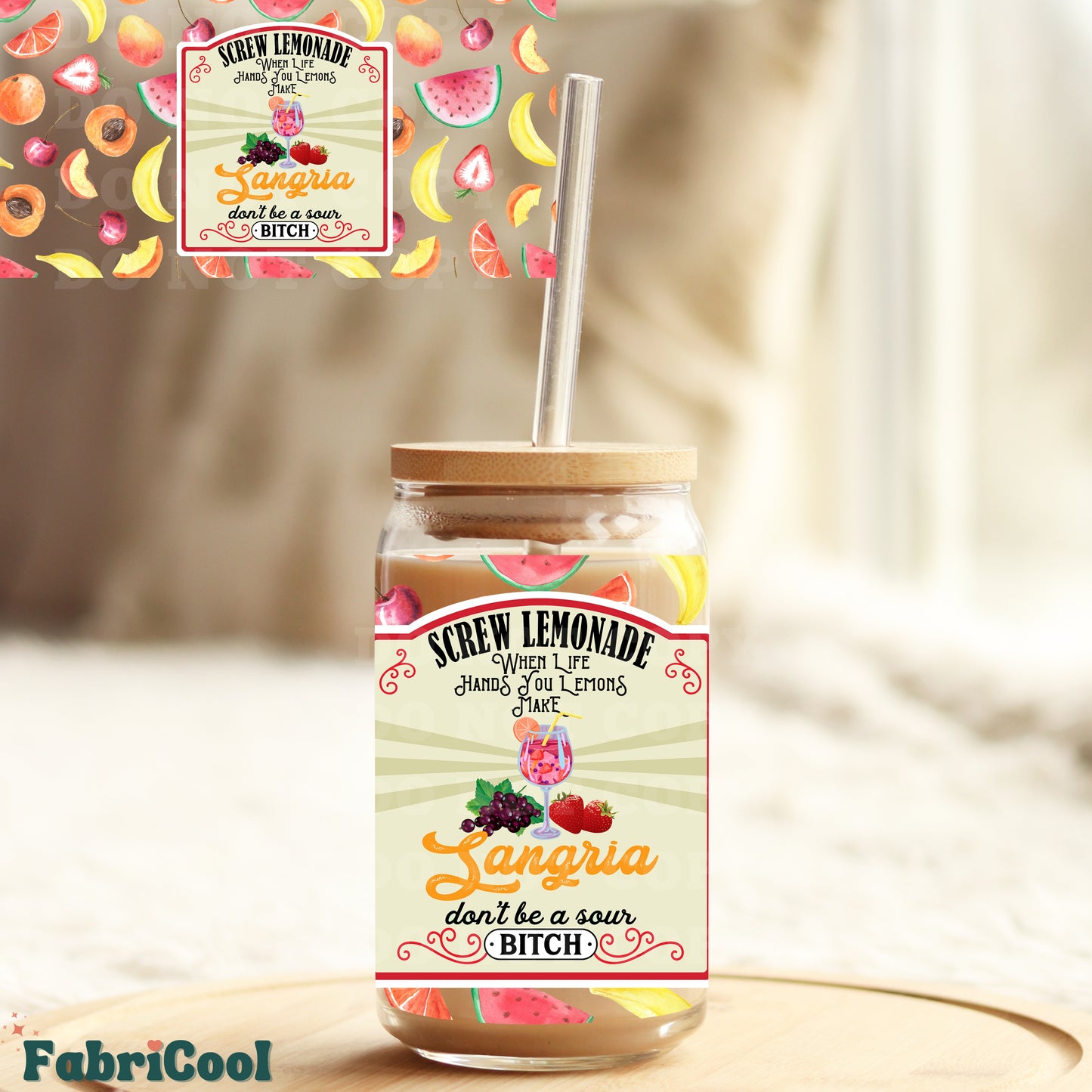 Screw lemonade UVDTF cup wrap