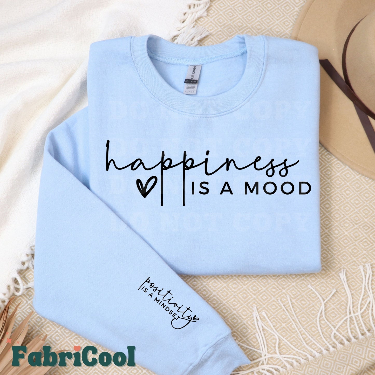 Happiness and Positivity- Black Screen Print Transfer