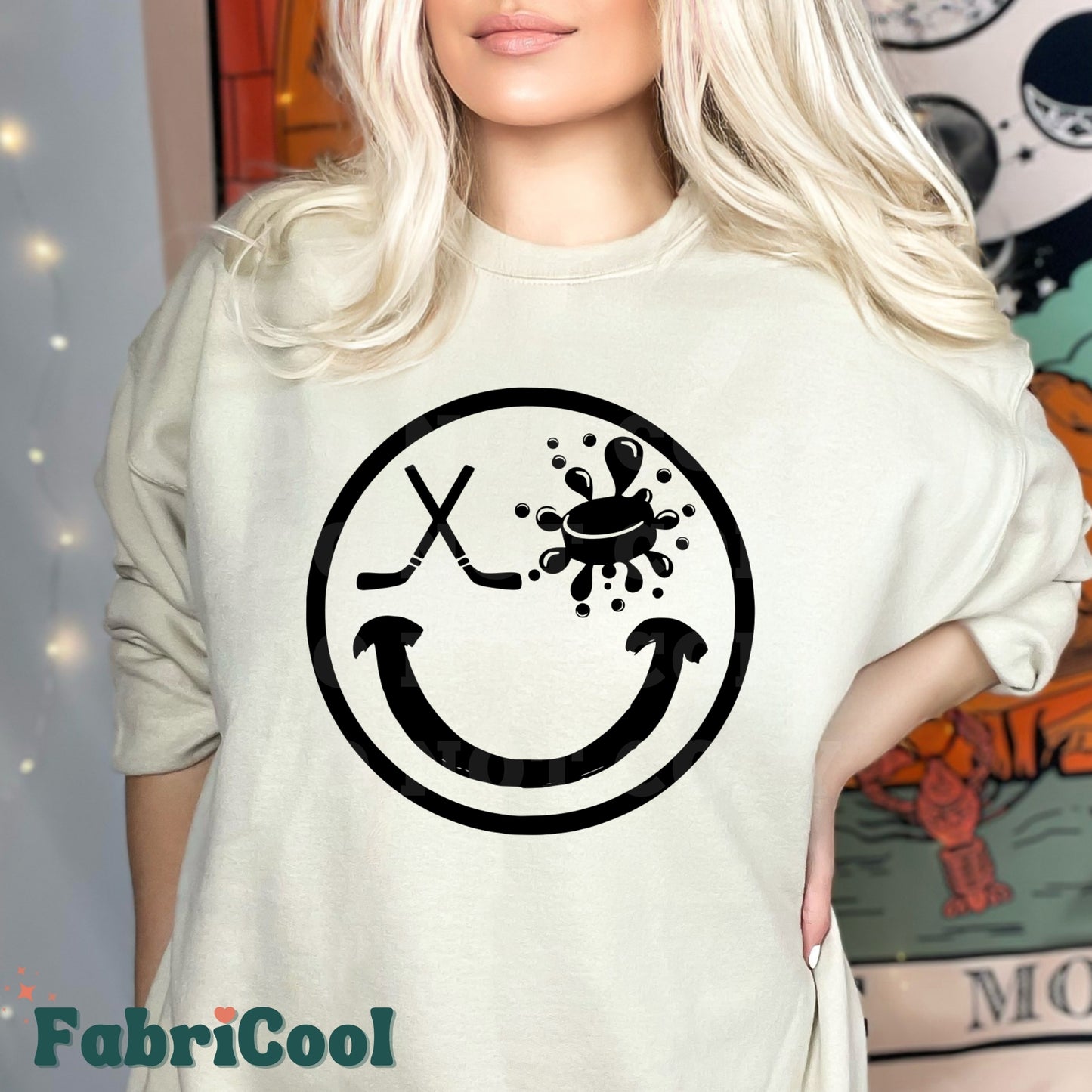 Hockey Face - Black Screen Print Transfer