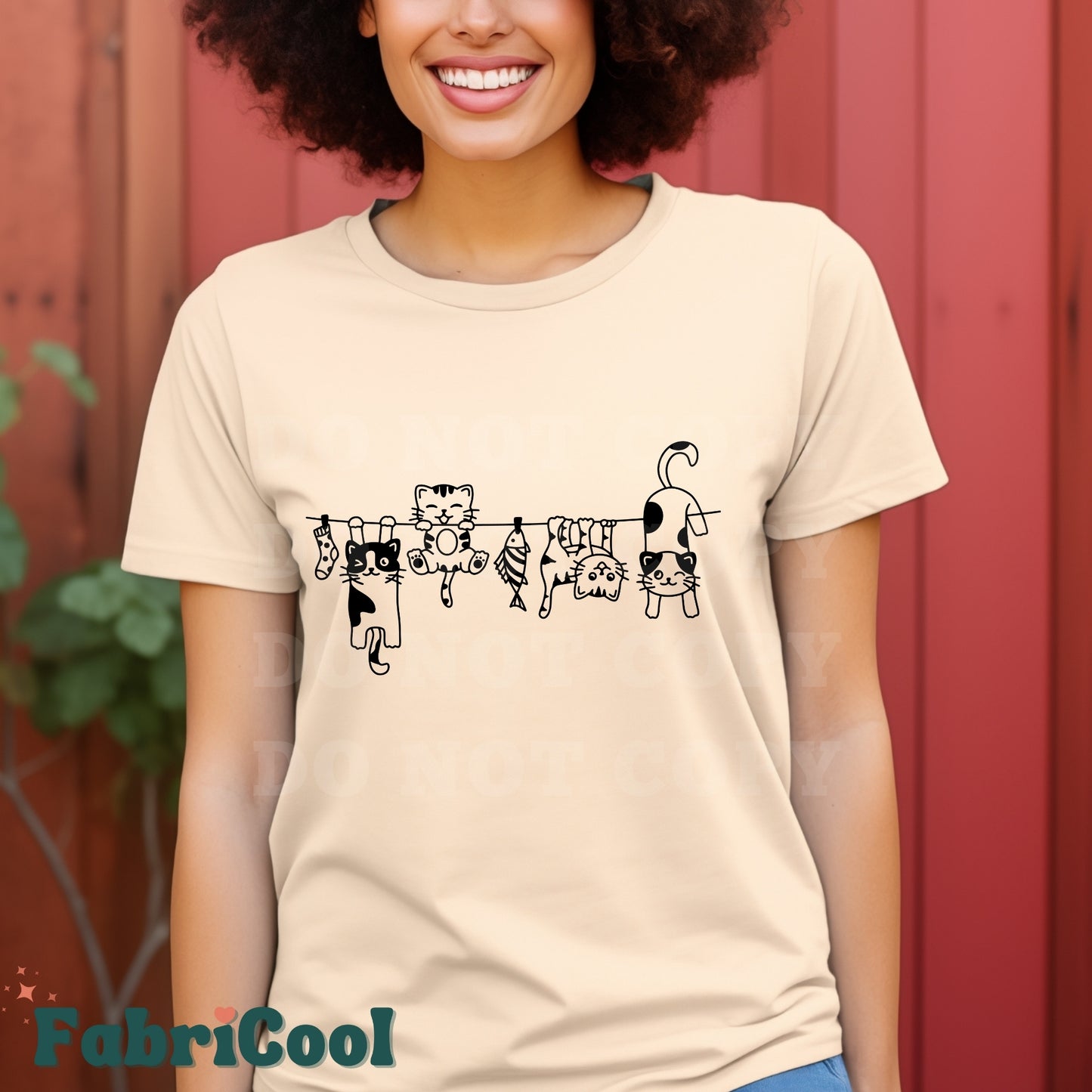 Hanging Cats - Black Screen Print Transfer