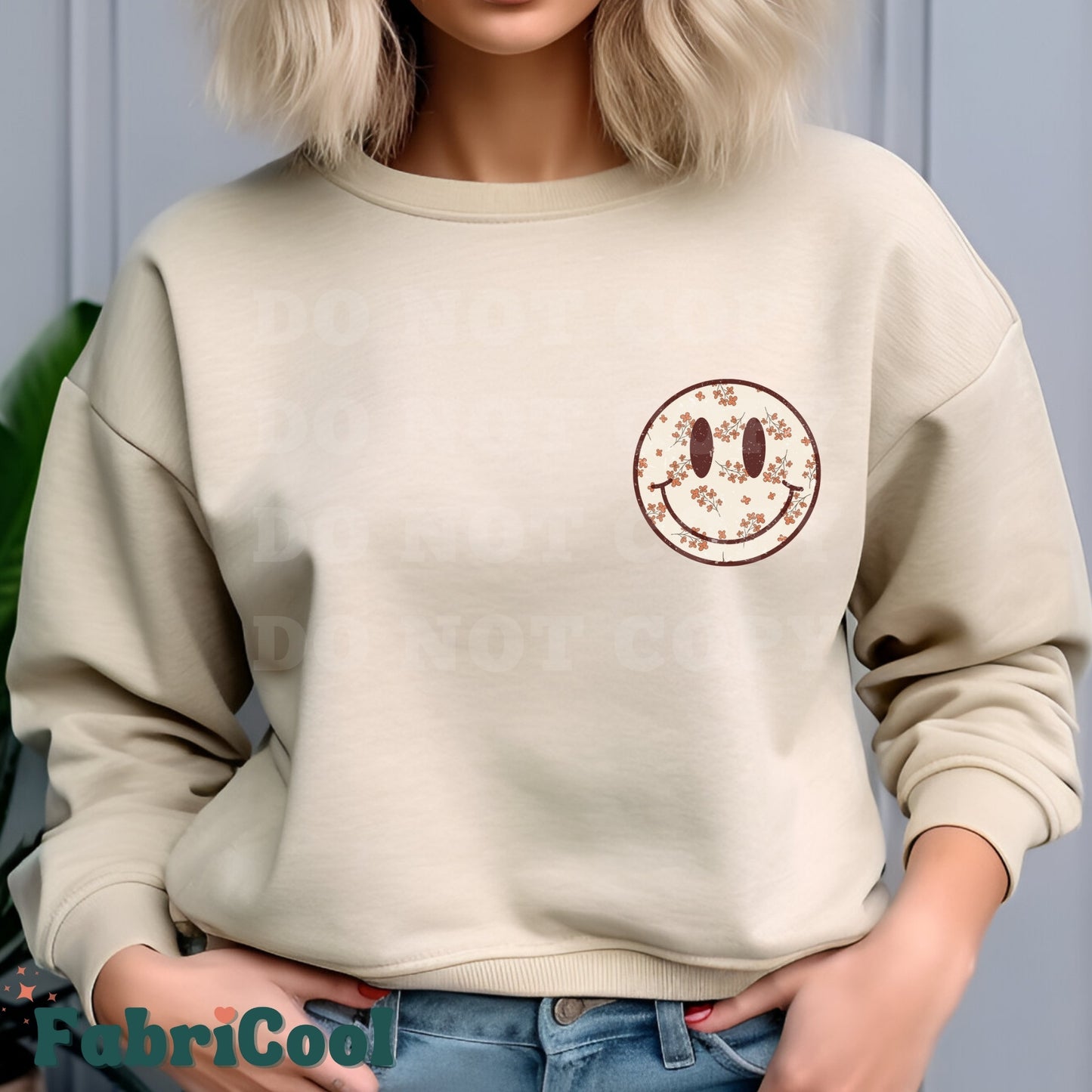 Retro floral smiley face-Pocket Matte Clear Film