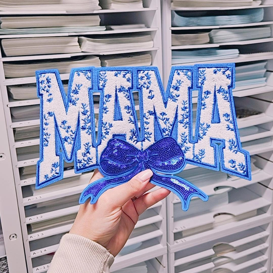 Mama coquette bleu royal Chenille Patch