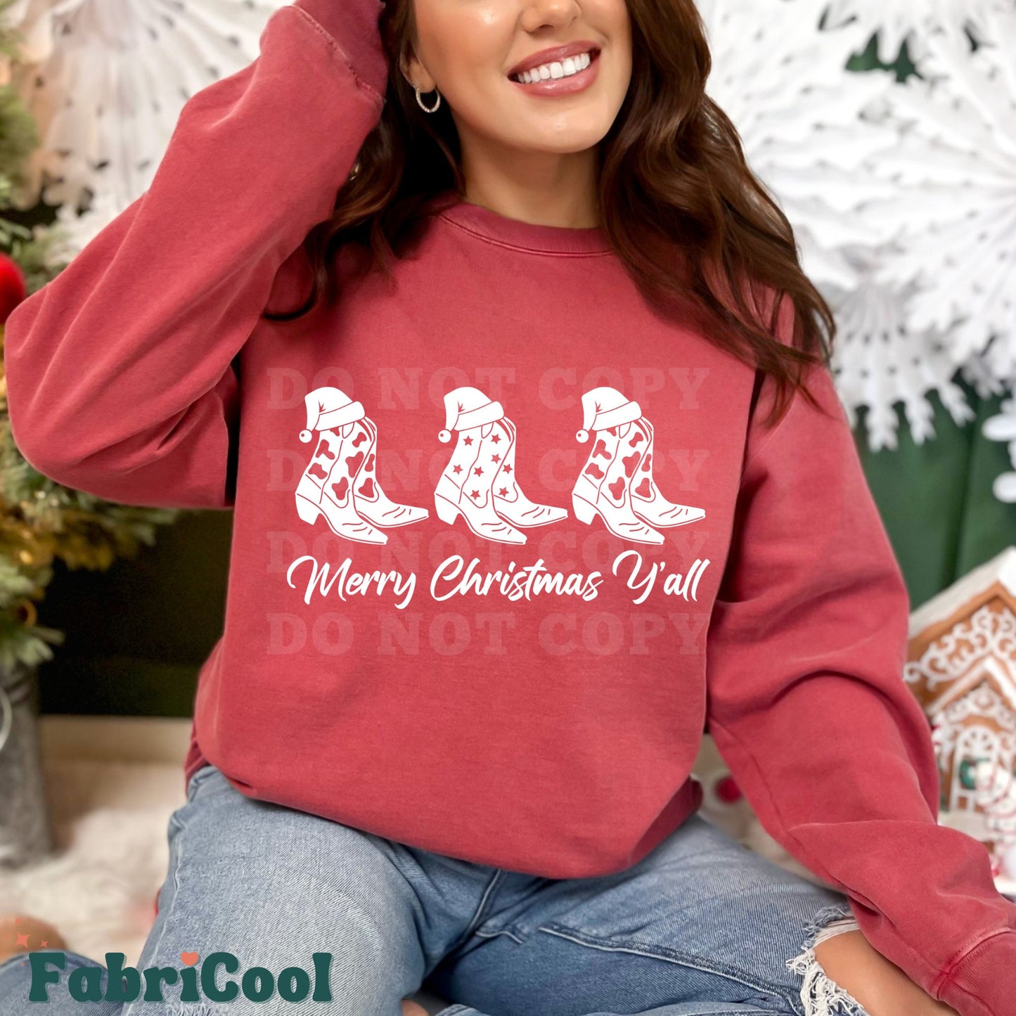 Merry Christmas y'all - White Screen Print Transfer