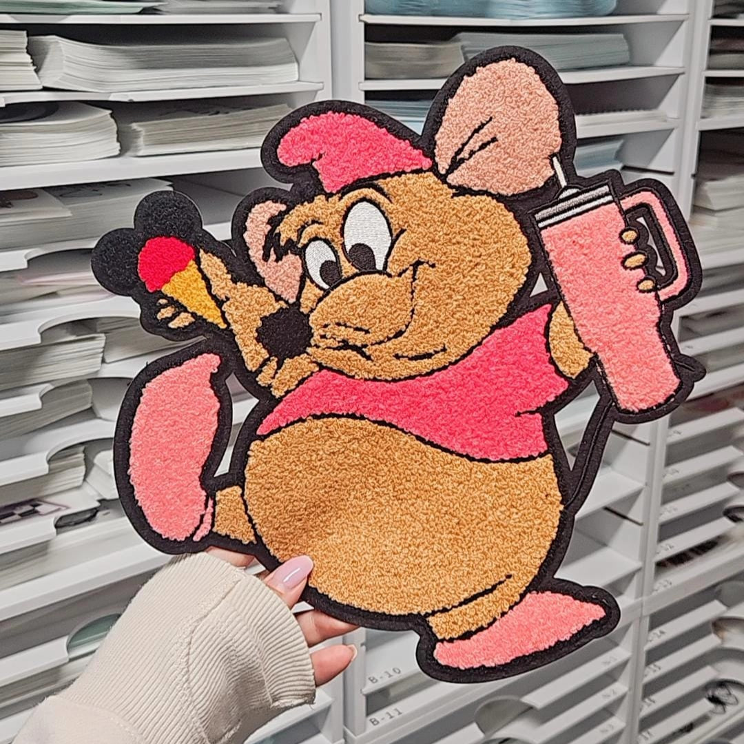 Pink mouse Chenille Patch