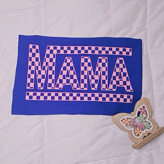 Checkered Mama-Pink Screen Print Transfer