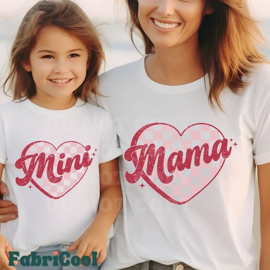 Mama et mini retro coeur-Matte Clear Film