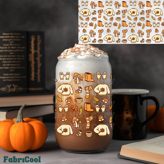 Fall doodle UVDTF cup wrap