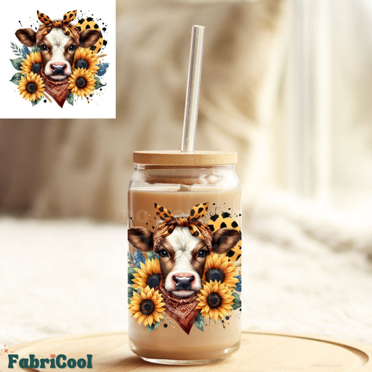 Sunflower Cow UVDTF 4in decal