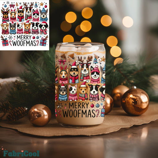 Merry Woofmas Autocollant de tasse UVDTF