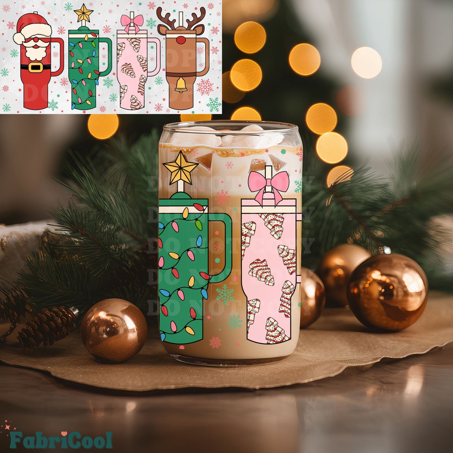 Tasses de Noël Autocollant de tasse UVDTF