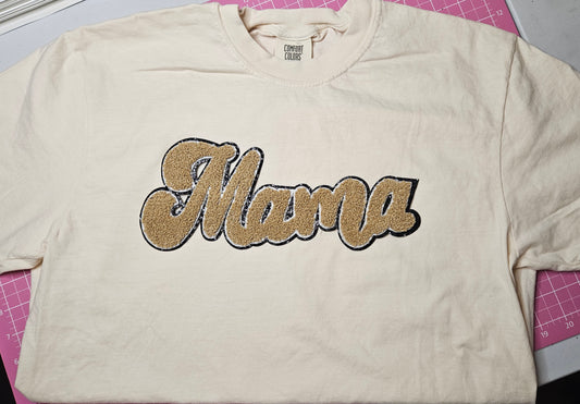 Mama in beige Chenille Patch