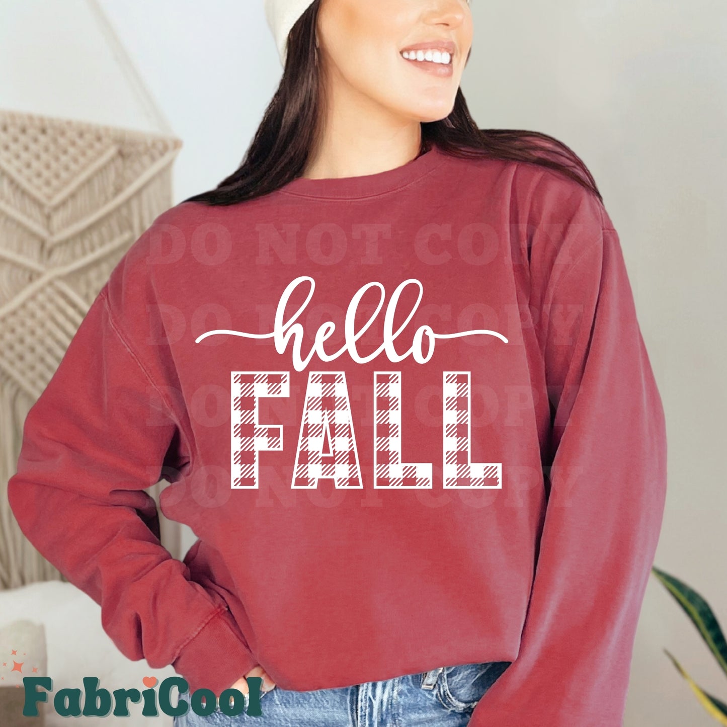 Hello Fall-Transfert sérigraphique blanc