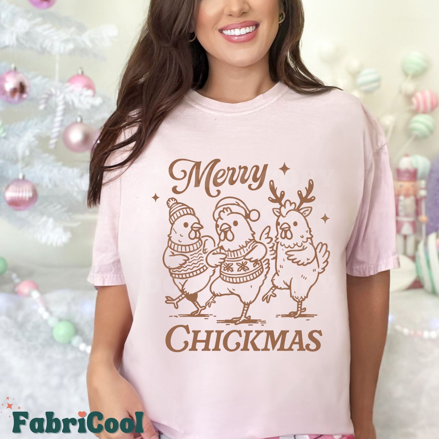 Merry Chickmas-Transfert sérigraphique marron