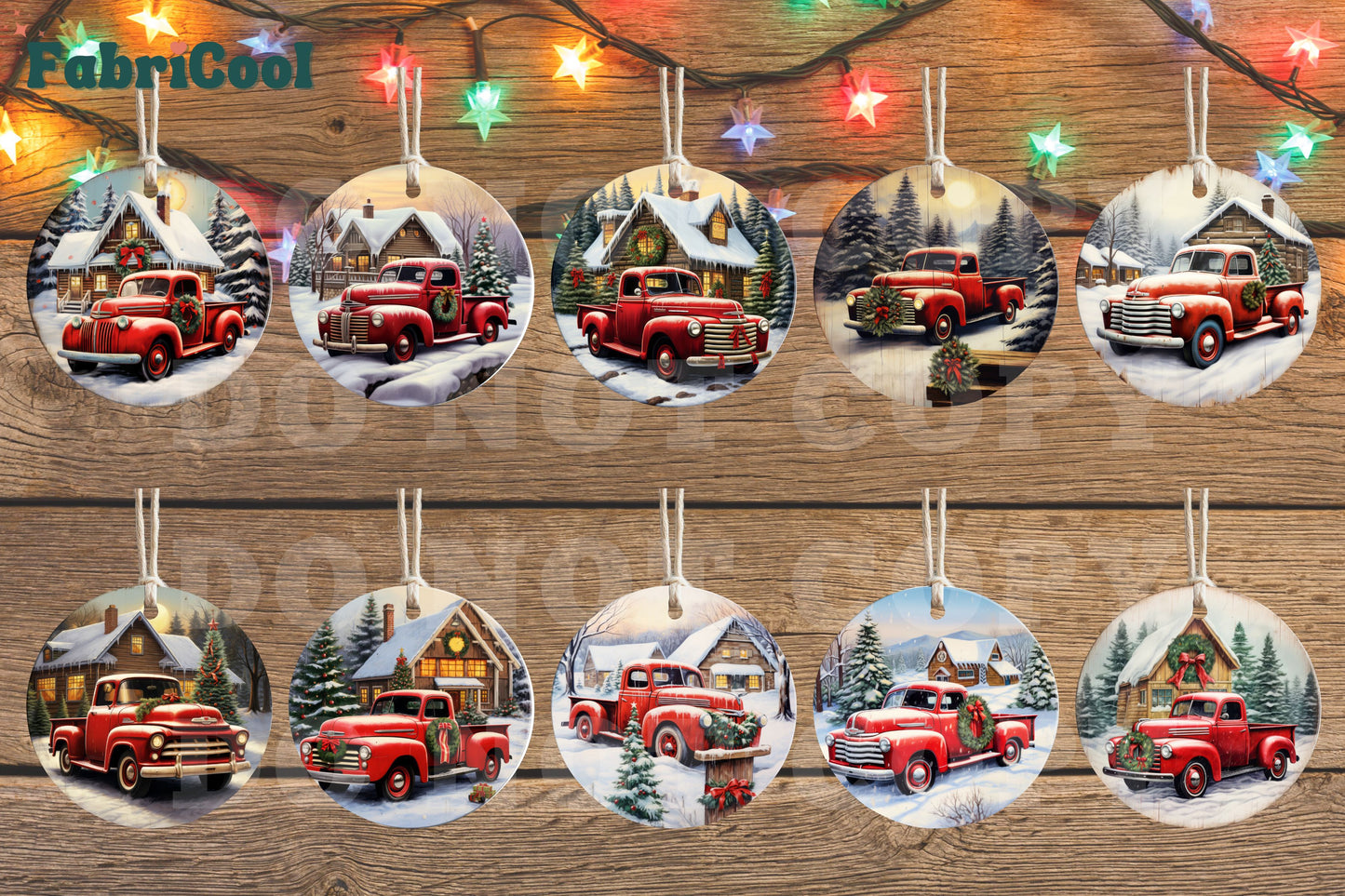 Old farm Christmas Truck-10 UVDTF 3in Ornament Decal