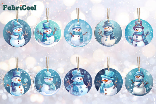 Blue Snowman-10 UVDTF 3in Ornament Decal