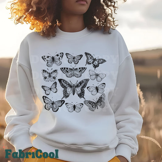 Papillons monarches- Transfert sérigraphique Noir