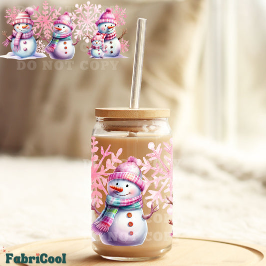 Pink Magic Snowman UVDTF cup wrap