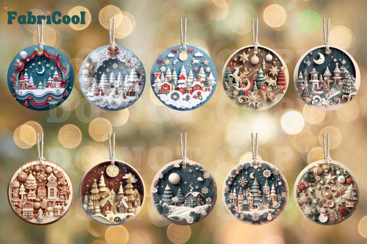 3D Effect Christmas Village-10 UVDTF 3in Ornament Decal