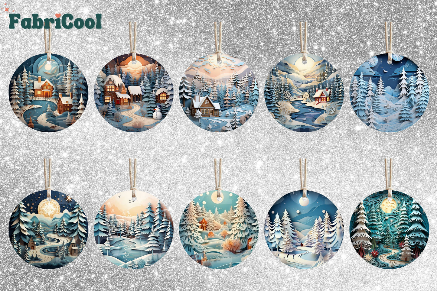 3D Effect Snow Village-10 UVDTF 3in Ornament Decal