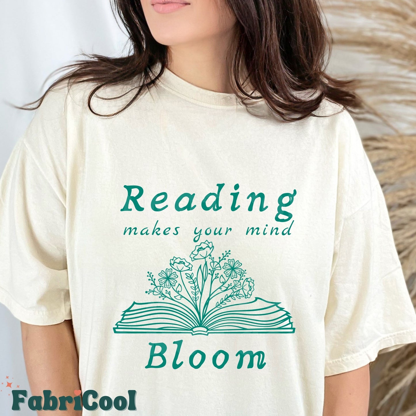 Reading makes your mind bloom - Teal Screen Print Transfer