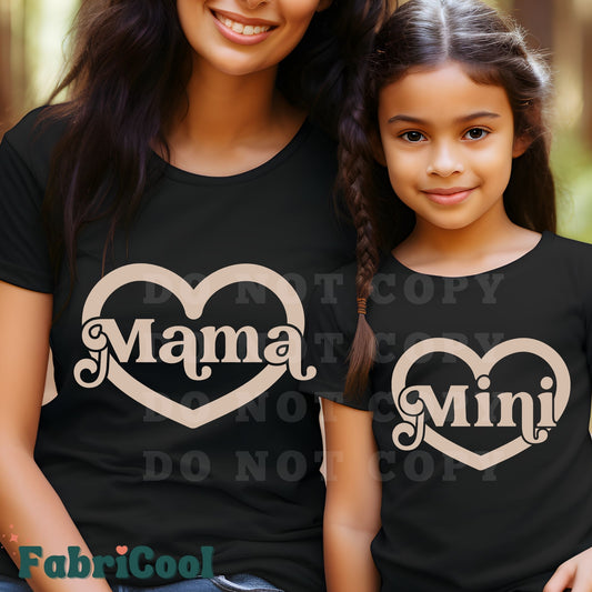 Mama and Mini - Tan Screen Print Transfer