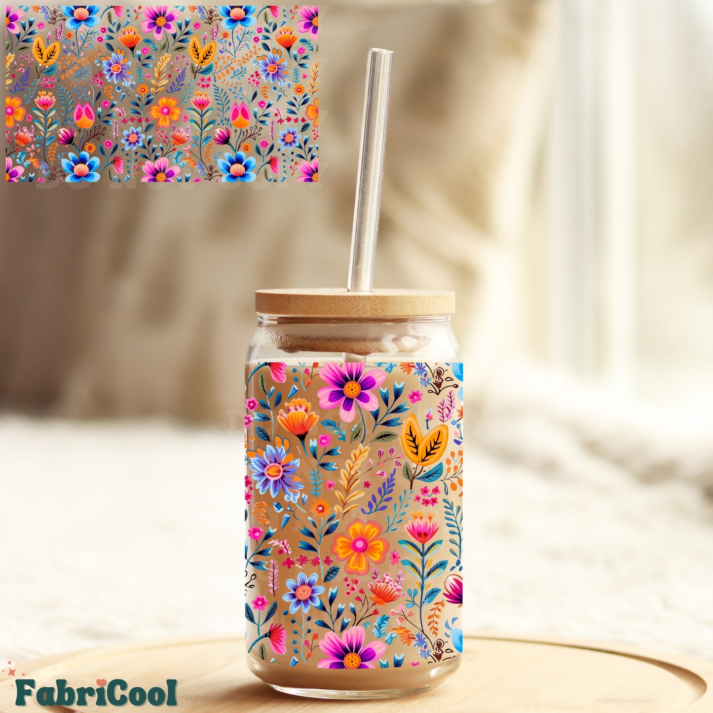 Colorful flowers UVDTF cup wrap