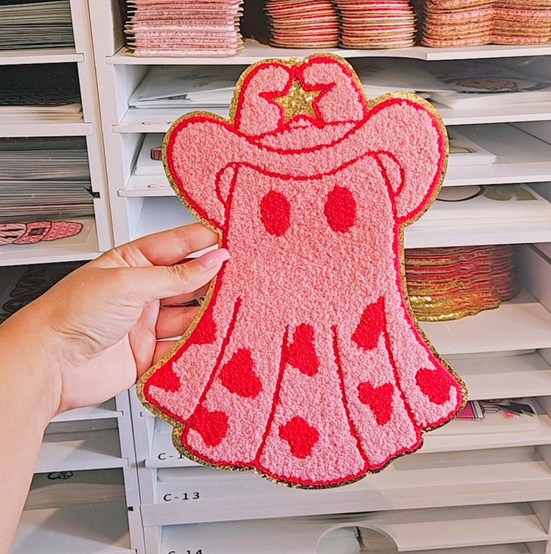 Pink ghost Chenille Patch