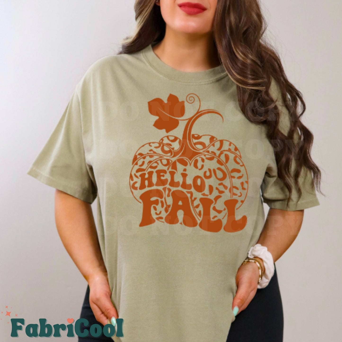 Hello Fall Cheetah Pumpkin-Orange Screen Print Transfer