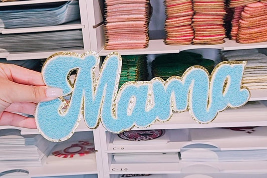 Mama in blue Chenille Patch